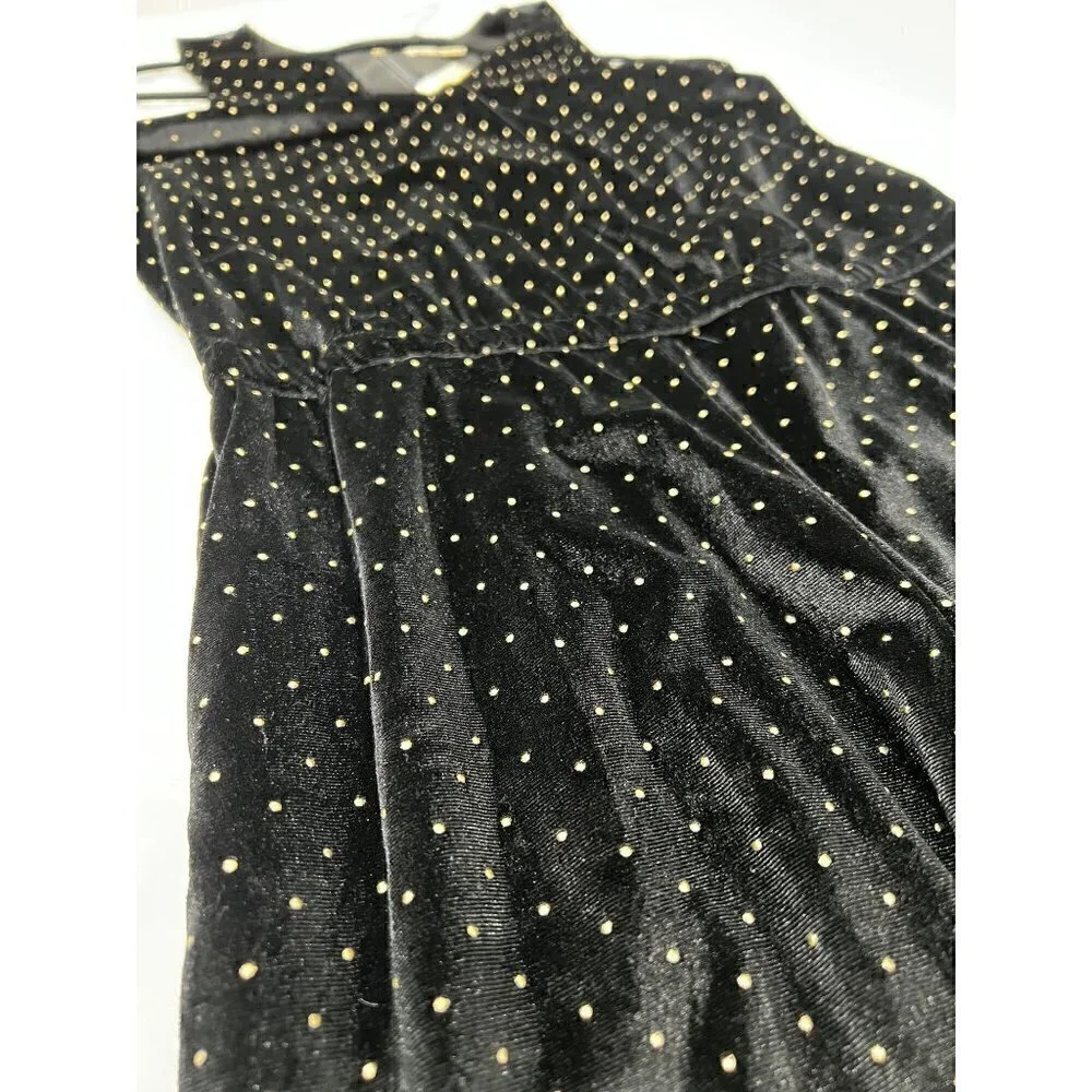 MICHAEL Michael Kors Velvet Jumpsuit Black & Gold polka dots NWT w/Defect